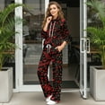 thumbnail image 3 of SCRAWLGOD Valentine's Day Decor Heart Arrow Print Red Black Women's 2 Piece Outfits Casual Pullover Sweatshirt Wide Leg Lounge Set Trendy Sweatsuit Turtleneck Lounge Set for Casual Wear, XS, 3 of 7