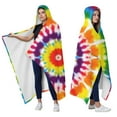 thumbnail image 2 of Wearable Blanket,Tie Dye Rainbow Concentric Circles Pattern Hooded Wearable Flannel Blanket for Adults & Teens,Winter Poncho Shawl Wrap Cape Cozy Anti-Pill,60"x80", 2 of 5