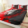 thumbnail image 3 of Feelyou 3D Wolf Twin Sheet Sets for Teens, Cartoon Animal Twin Fitted Sheet, Black Red Graffiti Flat Sheet, Breathable Home Decor, 3 Pieces, 3 of 7