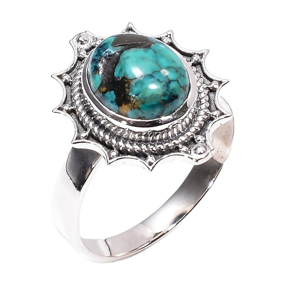Green Turquoise Ring 925 Sterling Silver Rings Jewelry Gift for Her
