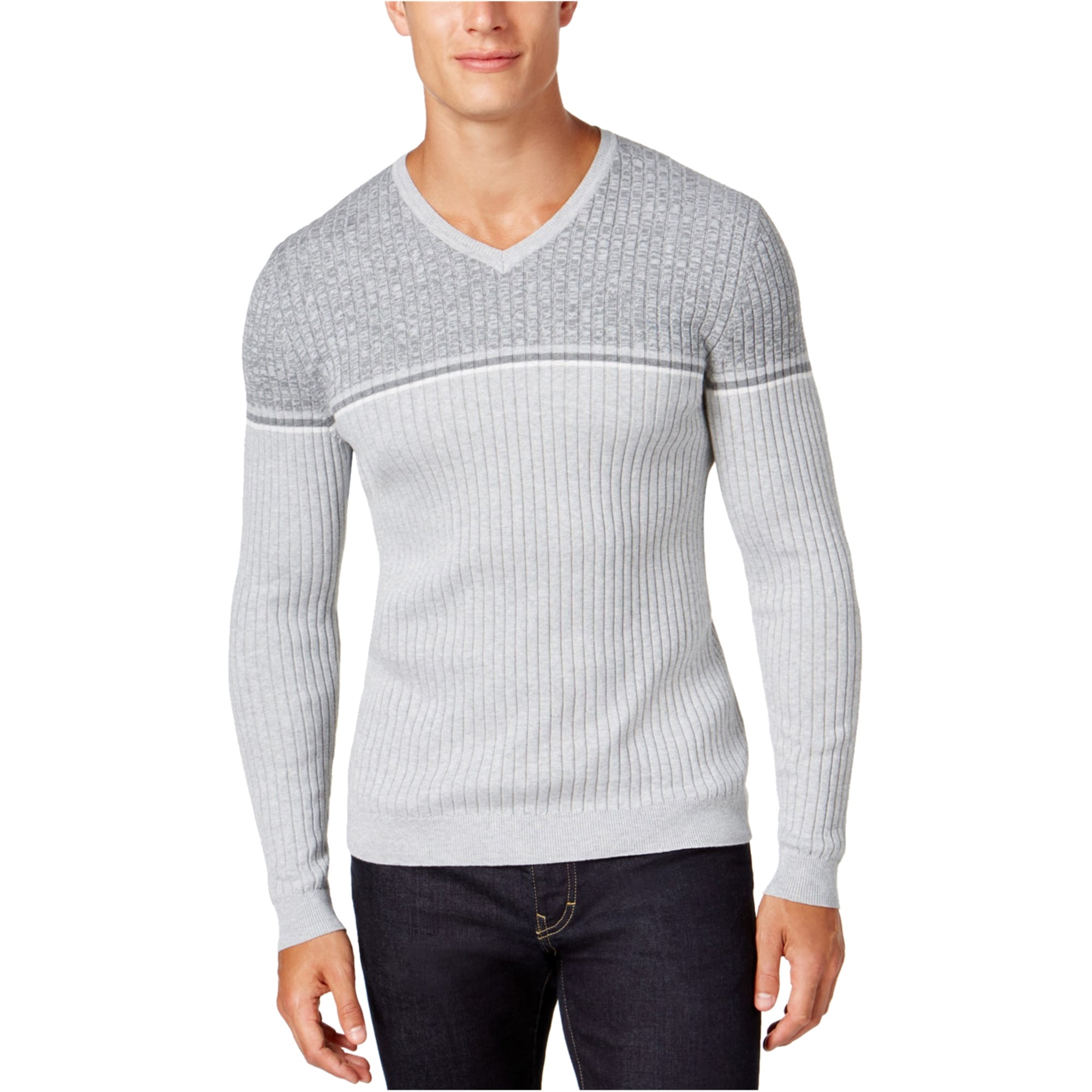 Alfani Mens Sweater Big Rubbed Stripe Knit Pullover Gray 3XL - Walmart.com