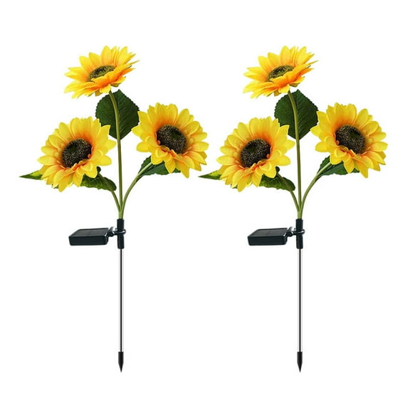 Forever Flower Solar Outdoor LightsSunflower Lightoos Outdoor, 2 Pack Garden Lights , Flower Lights For Garden, Pathways, Backyard, Patio, Yard Decorative Birthday Decorations Yellow