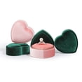 thumbnail image 3 of Biplut Ring Holder Heart Shape Satin Cloth Edges Corduroy Space-saving Solid Color Jewelry Box for Home (Pink for ring), 3 of 13