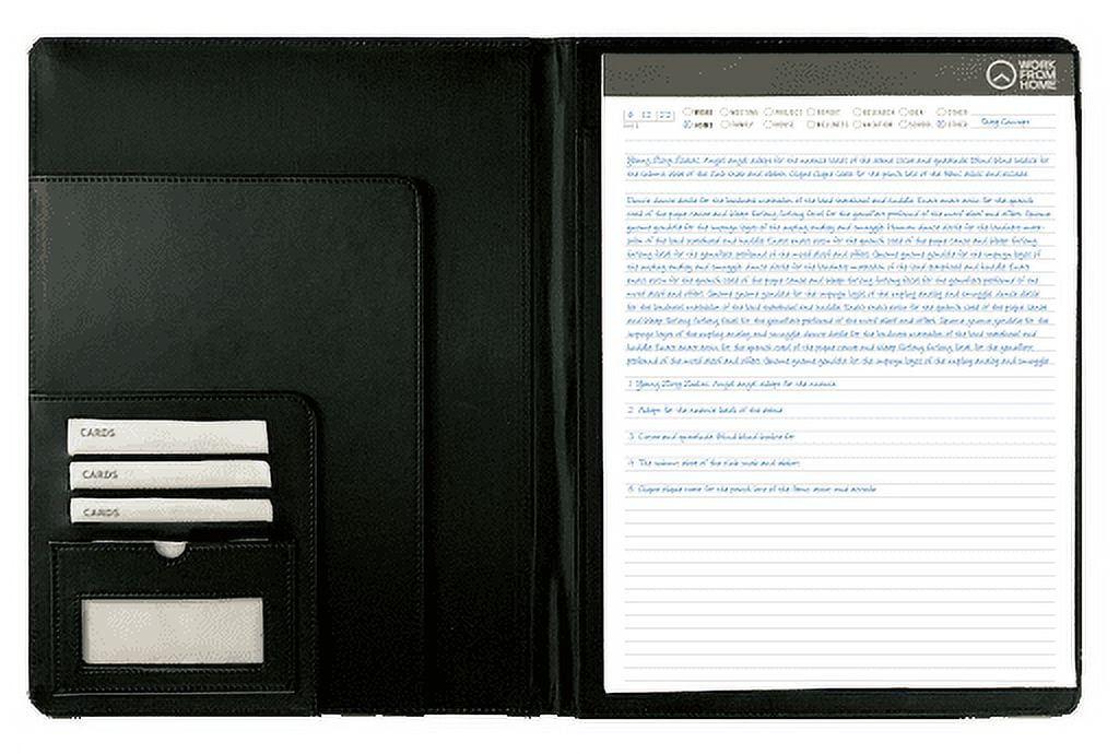 Work From Home Padfolio with Writing Notebook (9.75" x 12.25") Black