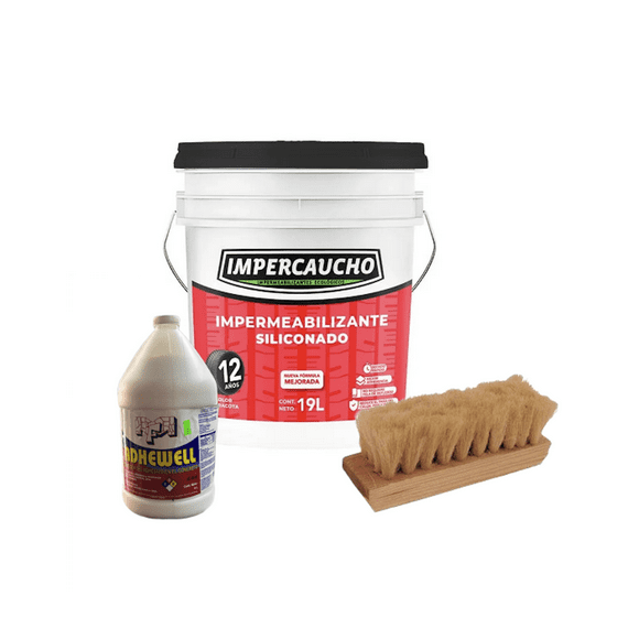 Impermeabilizante Impercaucho 12 años + Cepillo y Sellador blanco