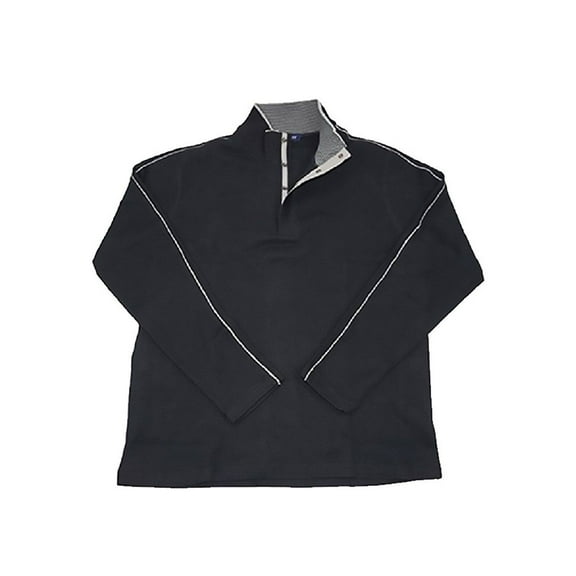 Hathaway Mens Ribbed Knit Sweater, Black, White Stripe Medium