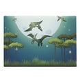thumbnail image 1 of Dinosaur Cutting Board, Cartoon Style Dinosaurs Flying on Full Moon Night Enchanted Forest, Decorative Tempered Glass Cutting and Serving Board, Large Size, Green White Blue, by Ambesonne, 1 of 1