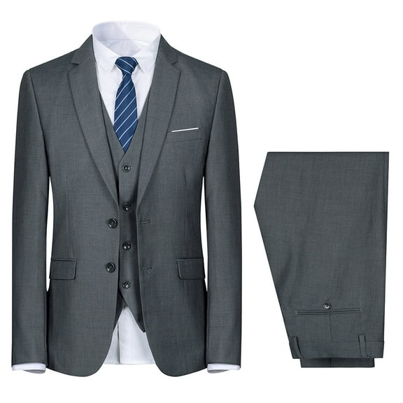 Cloudstyle Men's 3-Piece 2 Buttons Slim Fit Solid Color Jacket Smart Wedding Formal Suit