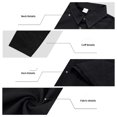 thumbnail image 4 of Men's Linen Shirts Long Sleeve Polo-Collared Button Solid Color Shirt Versatile Breathable Casual Business Tees (L, Black), 4 of 5