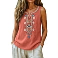 thumbnail image 5 of Womens Summer Tops Loose Embroidered Sleeveless V Neck Cotton Linen Tank Tops for Women Orange XL, 5 of 7