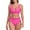 Hot Pink, variant on Women's V Neck Mesh Splicing Bikini Swimsuit Set for Women Swimwear Two Piece Bathing Suits Size M