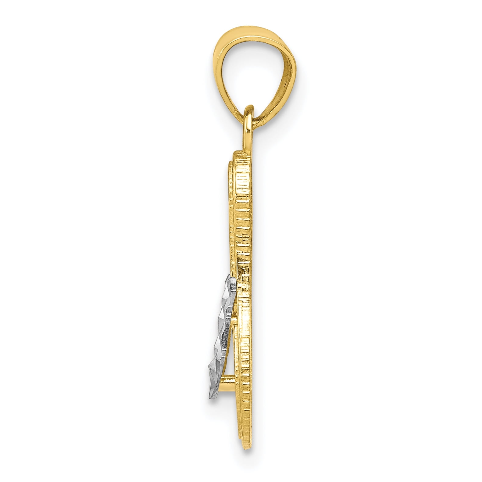 6mm x 20mm Solid 10k Yellow and White Gold Two Tone Flip Flop Pendant Charm