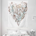 thumbnail image 1 of Nautical Tapestry, Hand Drawn Seashells Scallop Starfish Whelk Ocean Underwater Life Theme, Wall Hanging for Bedroom Living Room Dorm Decor, 60W X 80L Inches, Brown Warm Taupe Teal, by Ambesonne, 1 of 2