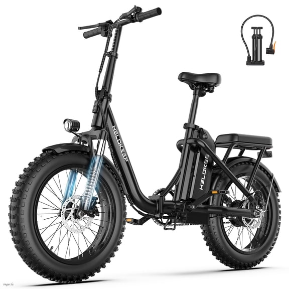 Helokeep 16" Fat Tire Wheel Step-Thru Folding Electric Bike for Women, 1200W Peak, 30 Miles Range, 25MPH, 48V 10Ah Battery, UL2849 Certified, Black