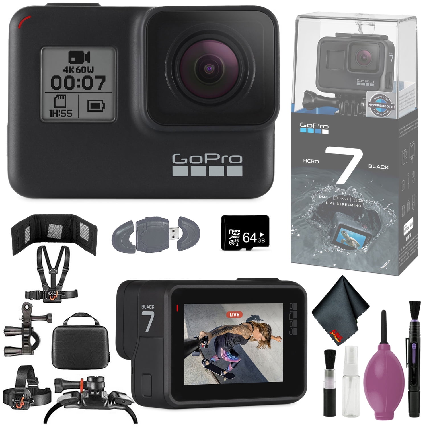 Gopro Hero7 Black 64gb Memory Card Wallet Card Reader Case Outdoor Action Camera Mounting Kit For Gopro And Other Cameras Walmart Com Gopro Hero7 Black 64gb Memory Card Wallet Card Reader Case Outdoor Action Camera Mounting Kit For Gopro And Other Cameras Walmart Com