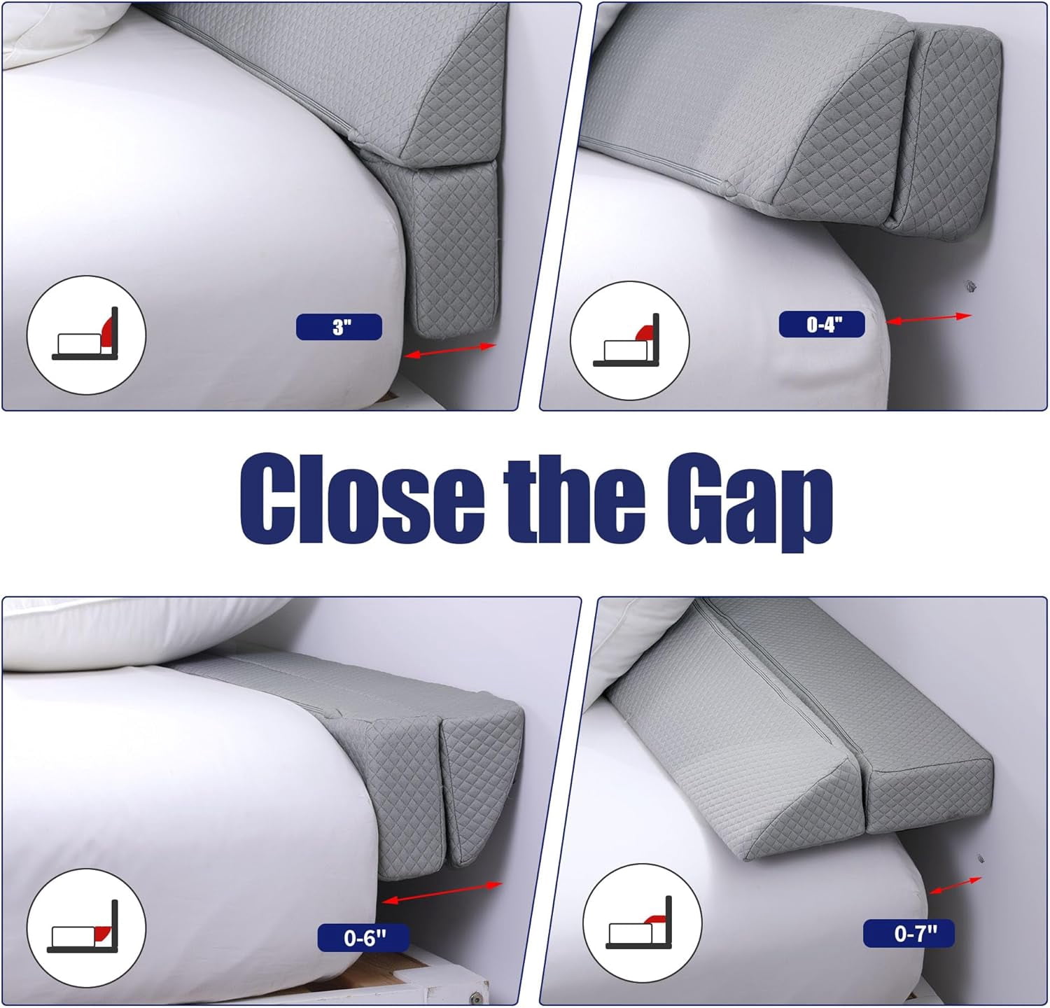 Wedge Pillow Headboard for Bed Gap,Foldable Bed Wedge Gap Filler Queen Size,Matterss Gap Filler,Multi Functional Bed Crack Pillow, Fill The Gap (0-7") Between Your Headboard and Mattress