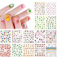 thumbnail image 1 of 14 hojas de pegatinas de uñas para mujeres y niñas pequeñas, decoración de uñas, juego de pegatinas de uñas autoadhesivas 3D, incluye corazones, frutas, flores, animales, arcoíris, pegatinas para uñas, 1 of 5