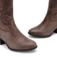 thumbnail image 4 of Botas DREAM PAIRS Cowboy Bordadas Marrón de Media Caña Talla 9.5, 4 of 7