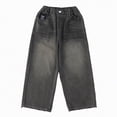 thumbnail image 6 of NOLDARES Boys Casual Baggy Denim Pants Kids Elastic Waist Wide Leg Jeans with Pockets(Grey,4-5 Years), 6 of 6