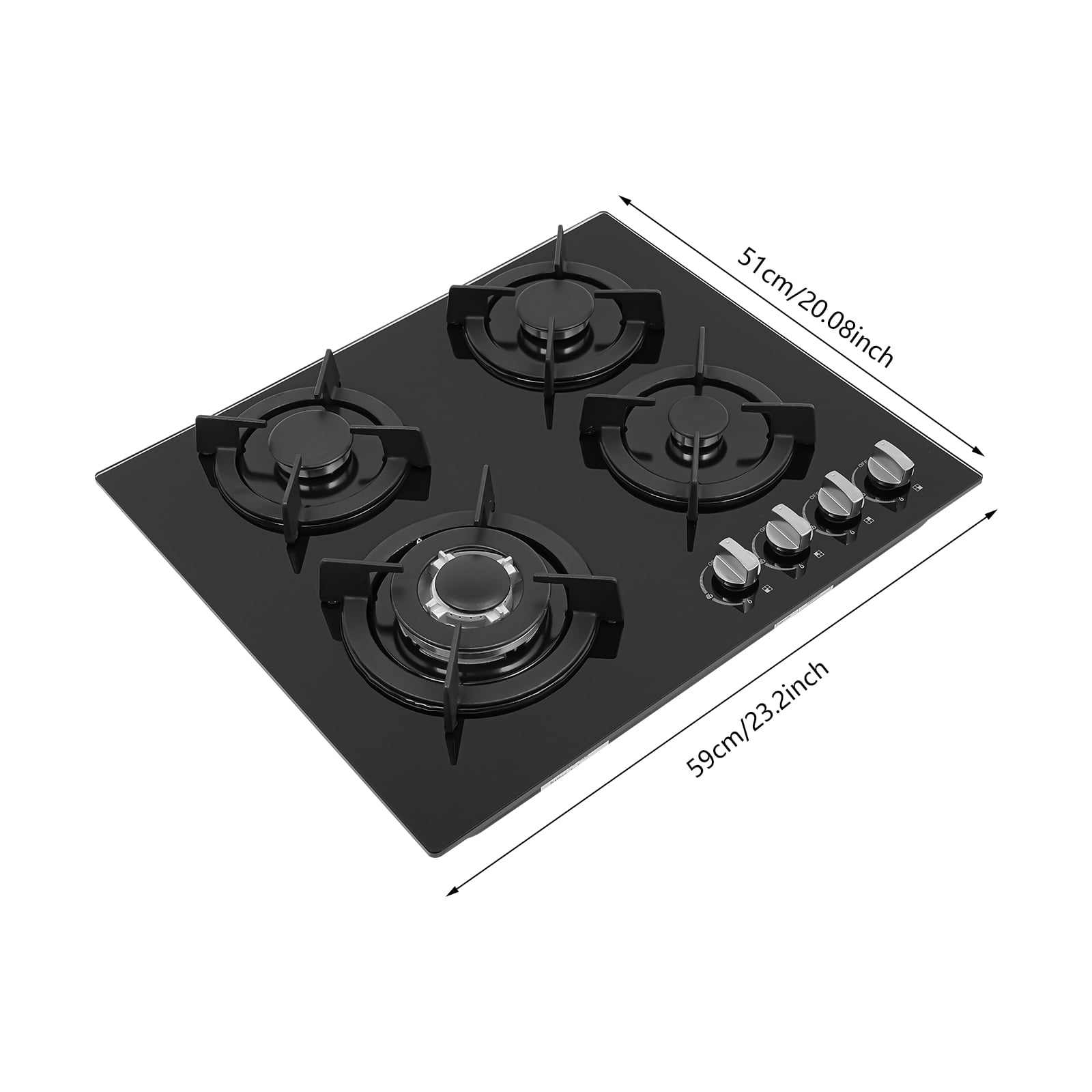 Gas Cooktop Stove Top 4 Burners NG/LPG Built-in Kitchen Gas Stove Tempered Glass