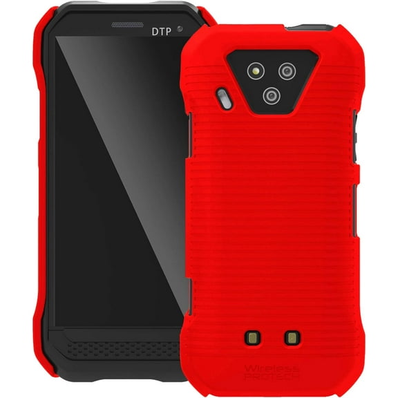 Wireless PROTECH Case Compatible with Kyocera DuraForce Ultra 5G Phone Model E7110 (Verizon), Durable Slim Protective Hard Cover Ribbed Case (Red)