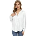 thumbnail image 6 of NeedBo Women's Blouse Satin Silk Button Down Shirts Casual Loose Long Sleeve Office Work Tunic Tops, White, 6 of 8