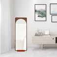 thumbnail image 4 of OULII 1Pack Brown Wood Mirror Base Holder for Floor in Minimalist Design, 4 of 7