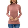 thumbnail image 2 of Hontri Womens Sweaters Autumn And Winter Solid Color High-Neck Basic Base Shirt Clearance Pink L, 2 of 5