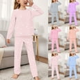 thumbnail image 4 of Odeerbi 2-14 Years Kids Boys Girls Soft Pajamas Long Sleeve Tops Pants Set Soft Loungewear Star Printed Sleepwear Flannel Two-piece Pajama Sets Kids Boys Girls Clothes, 4 of 4