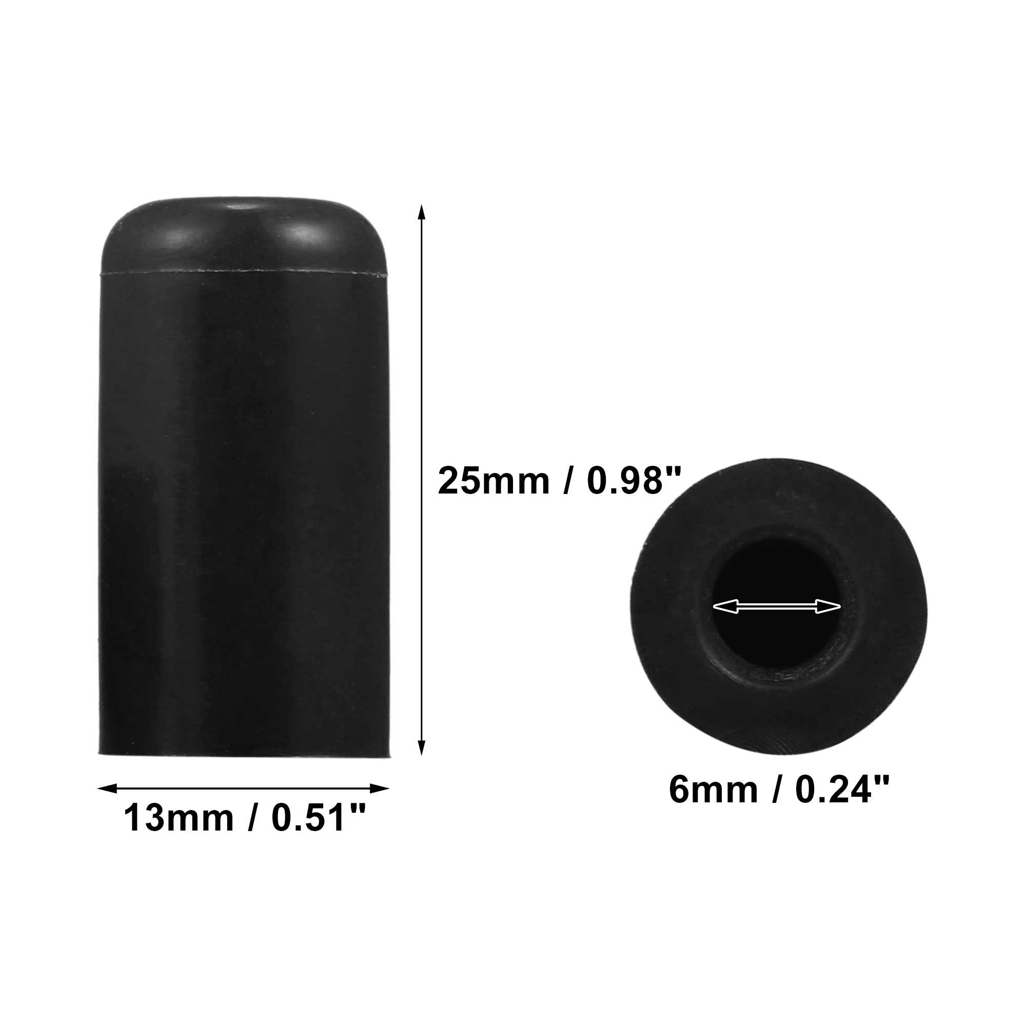 Bouchon Tuyau Silicone 6mm (0.24″) – Universel, Noir, Uxcell