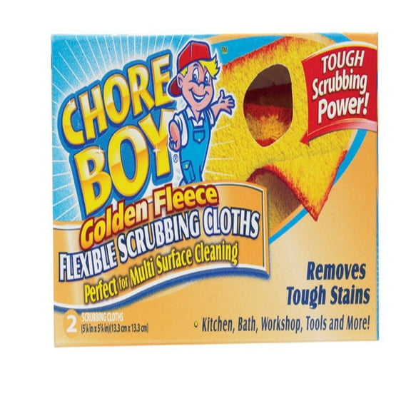 3Pc Chore Boy Golden Fleece Abrasive Yellow All Purpose Light Duty Scrubbing Cloths 5-1/4 Lx5-1/4 W in.