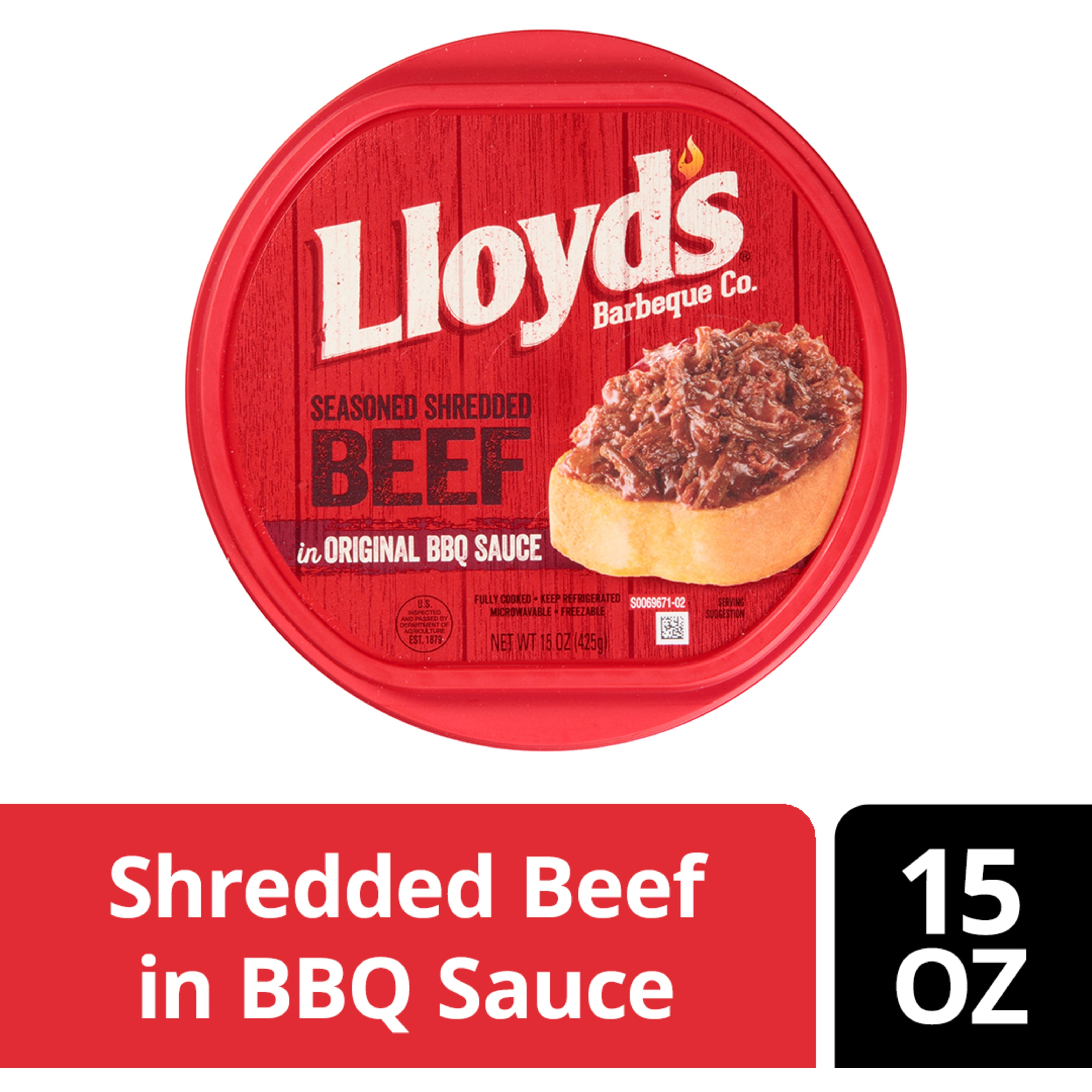 LLOYD'S Seasoned and Shredded Beef in Original BBQ Sauce 15 oz