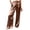 Brown, variant on Women's Satin Wide Leg Pants High Waist Pleated Dressy Elegant Trousers for Party Casual Business Black S