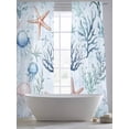 thumbnail image 5 of Summer Ocean Sheer Curtains 96 Inch Long 2 Panels, Blue Coral Starfish Jellyfish Teal Seaweed Light Filtering Rod Pocket Curtains, Sheer Voile Drapes for Living Room Bedroom, 52"x96", 5 of 8