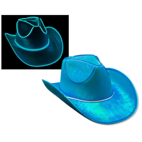 Adult's Blue Deluxe Cowboy Hat with Party Wire Trim