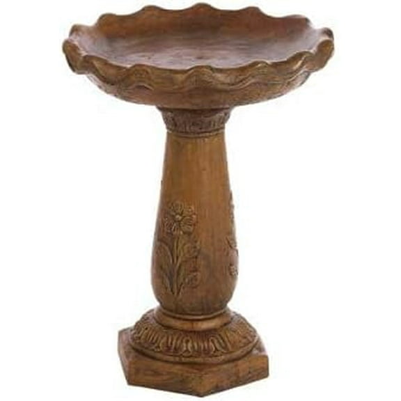 Solid Rock Stoneworks Daisy Charm Birdbath - 26 Tall x 20" Diameter - Espresso