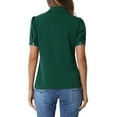 thumbnail image 3 of INSPIRE CHIC Button Down Shirt for Women's Collared Contrast Trim Puff Short Sleeve Blouse, 3 of 4