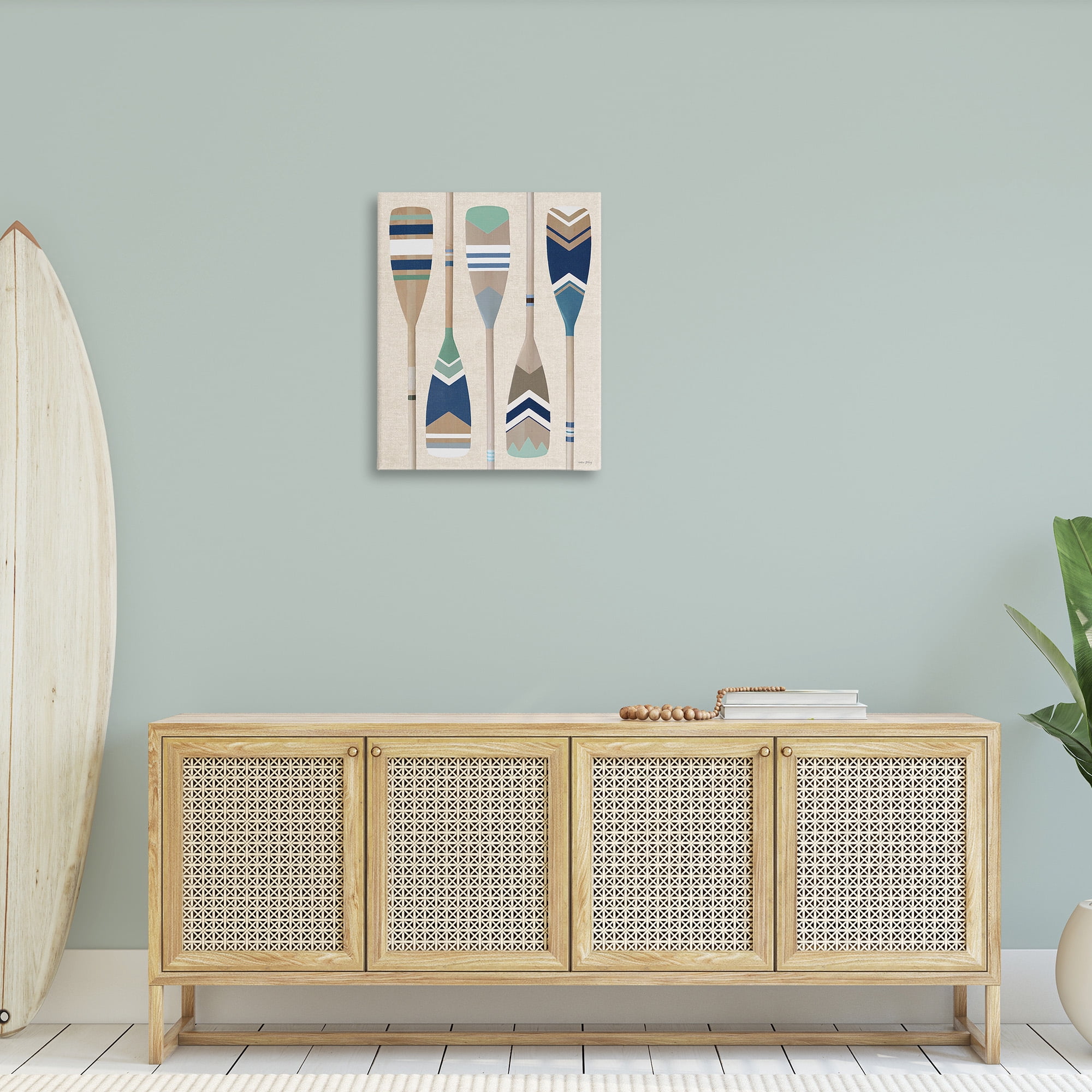 Stupell Industries Striped Boating Oars Nature Painting Gallery Wrapped Canvas Art Print Wall Art, 24 x 30