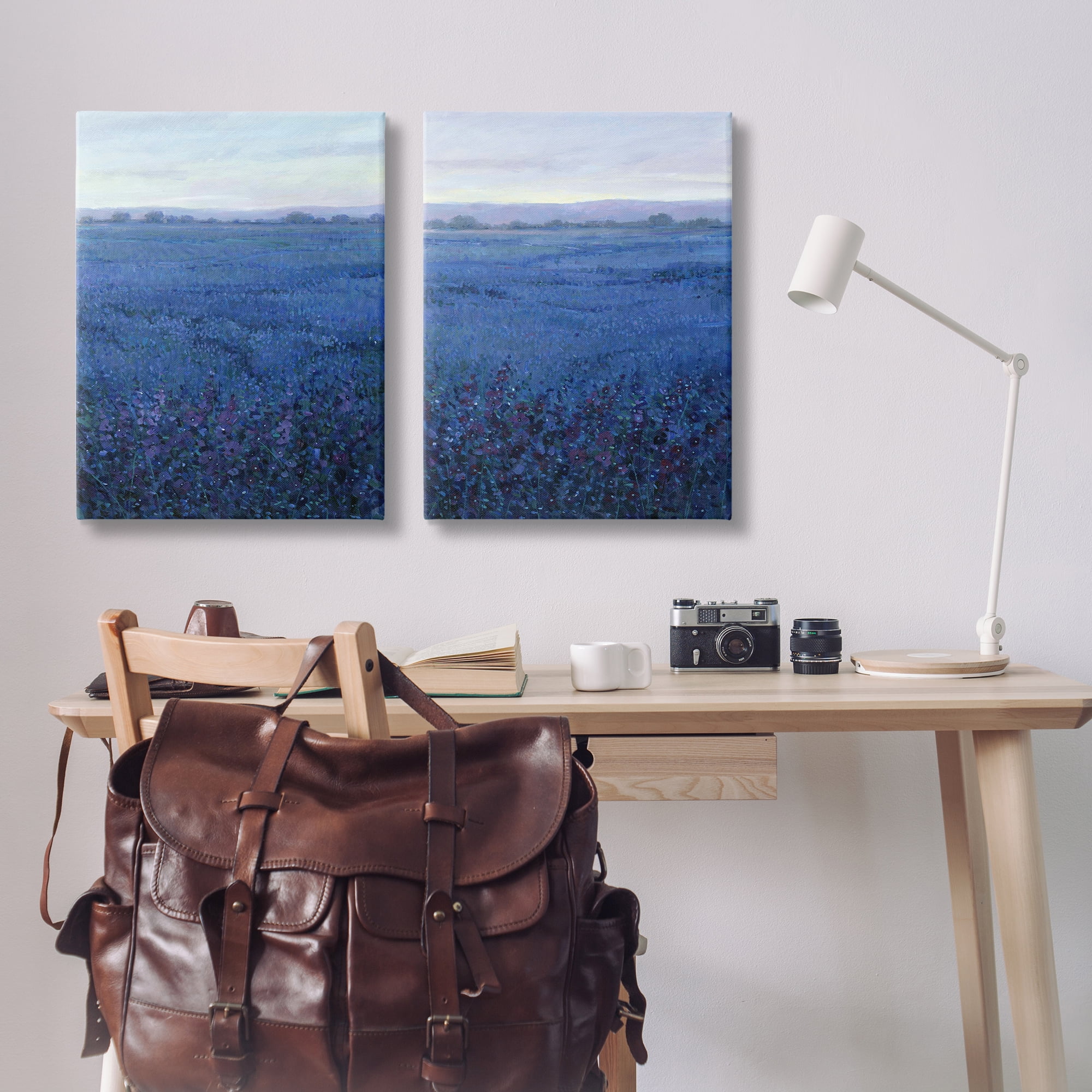 Stupell Industries Flowering Field Purple Haze Landscape & Nature Painting Wrapped Canvas Art Print Wall Art, 24 x 36, Set of 2