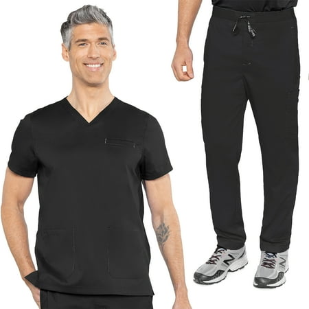 

Med Couture Men’s Wescott Three Pocket Top & Hutton Straight Leg Pant Scrub Set [XS - 3XL]
