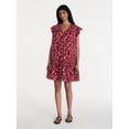 thumbnail image 3 of Time and Tru Women's Double Cloth Mini Dress with Flutter Sleeves, Sizes XS-XXXL, 3 of 6
