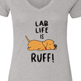 thumbnail image 4 of Inktastic Lab Life is Ruff Yellow Lab Women's V-Neck T-Shirt, 4 of 5