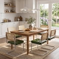 thumbnail image 3 of Zesthouse Rattan Dining Chairs Set of 2, Faux Leather Dining Chair with Cane Back and Chrome Legs, Mid-Century Modern Upholstered Kitchen Side Chairs for Dining Living Room, Green, 3 of 11