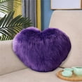 thumbnail image 6 of Faux Wool Heart-Shaped Pillow - Long-Pile Plushy Cushion for Living Room Sofa, Girls Bedside & Cute Gift - Soft Fluffy Decorative Pillow for Home Bedroom, 15.75*11.81in, Purple, 6 of 6