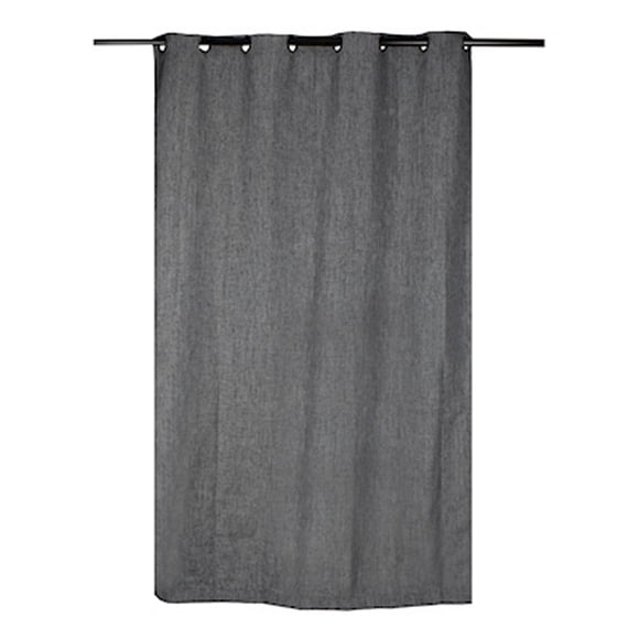 cortina de jacquard con arillos poliéster gris oscuro 210 x 140 cm