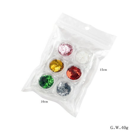 AkoaDa 6 Color\/Set Jewelry Nail Stickers Christmas Tree Nail Glitter Sequins Flakes Nail Art Nail Sticker