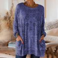 thumbnail image 2 of Long Sleeve Shirts for Women Pocketed Long Sleeve Casual Legging Match Work Blouse Womens Shirts Dressy Casual Purple L, 2 of 5