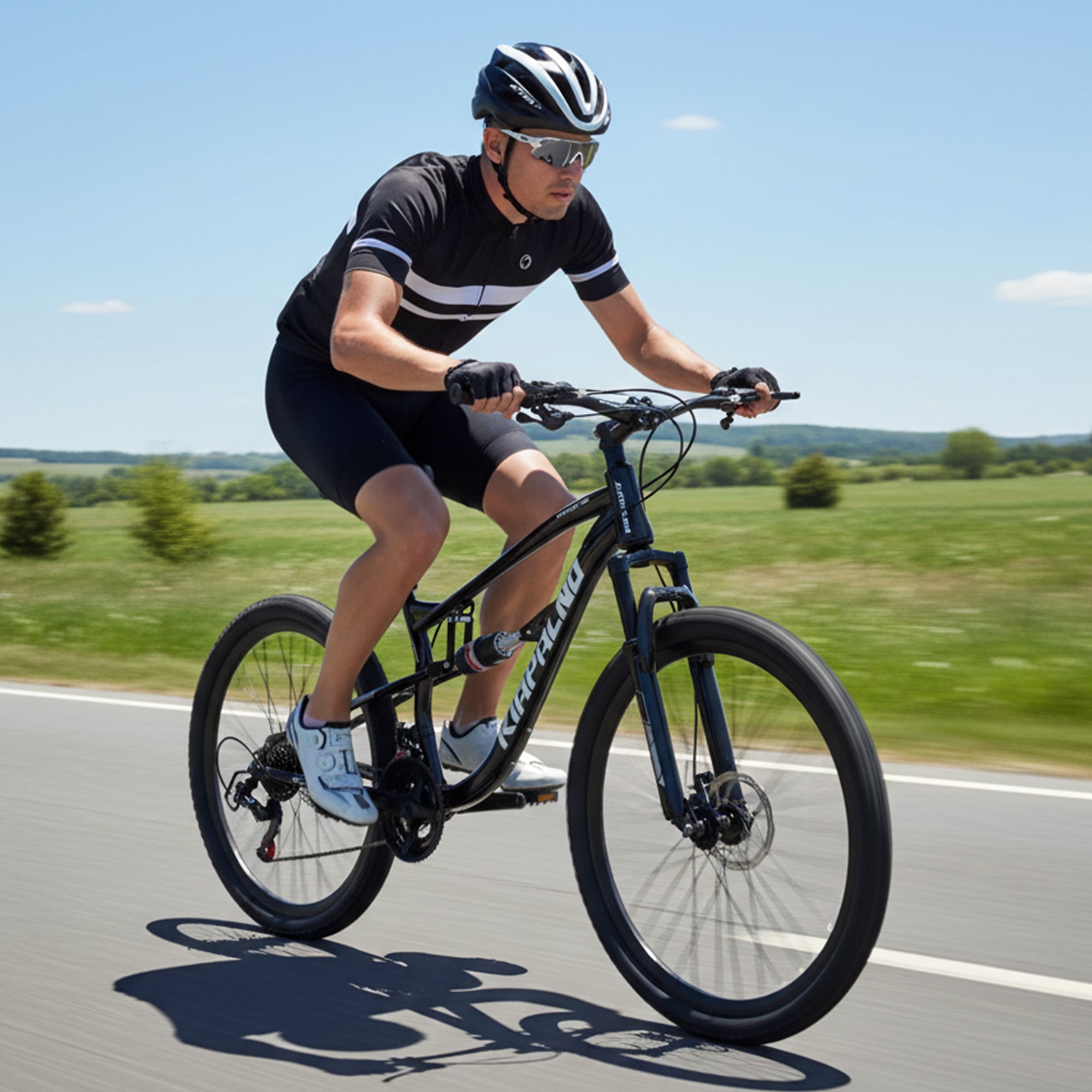 26 Inch Mountain Bike Dual Suspension, 21-Speed Mountain Bicycle with Dual Disc Brakes, Steel Frame MTB Bike for Outdoor Trail Commuter, Black