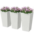 thumbnail image 2 of Outsunny Set of 3 Tall Planters with Drainage Holes, Outdoor & Indoor Flower Pot Set for Front Door, Entryway, Patio and Deck, White, 2 of 9
