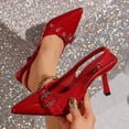 thumbnail image 2 of ShiShine Kitten Heels for Women Pointed Toe Pumps Low Heel Slingback Heels with Buckle Dress Shoes for Dating Party Working, 2 of 9